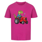 Dino T-Rex fährt Traktor - Bio Kinder T-Shirt Bauernhof Motiv
pink