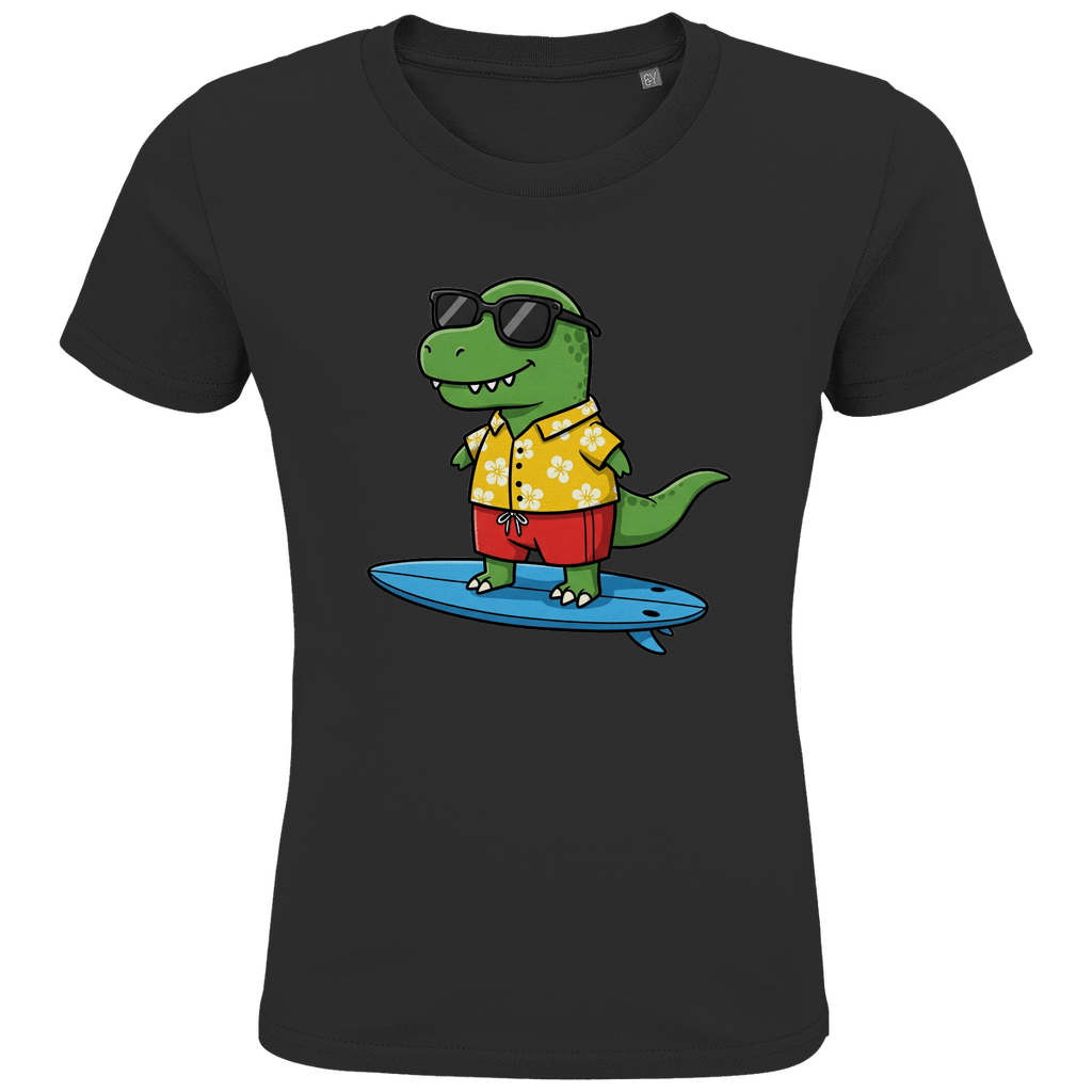 Kinder T-Shirt, Dino Surfbrett - KinderMode Shop super angenehm Online Kaufen Bestellen Deutschland