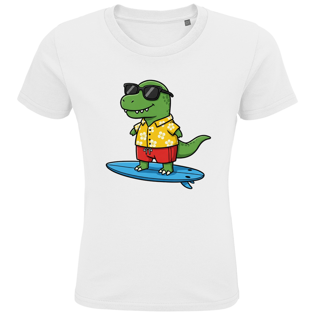 Kinder T-Shirt, Dino Surfbrett - KinderMode Shop super angenehm Online Kaufen Bestellen Deutschland