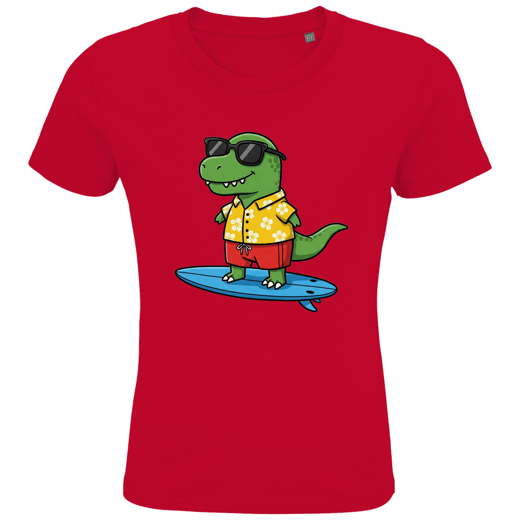 Kinder T-Shirt, Dino Surfbrett - KinderMode Shop super angenehm Online Kaufen Bestellen Deutschland