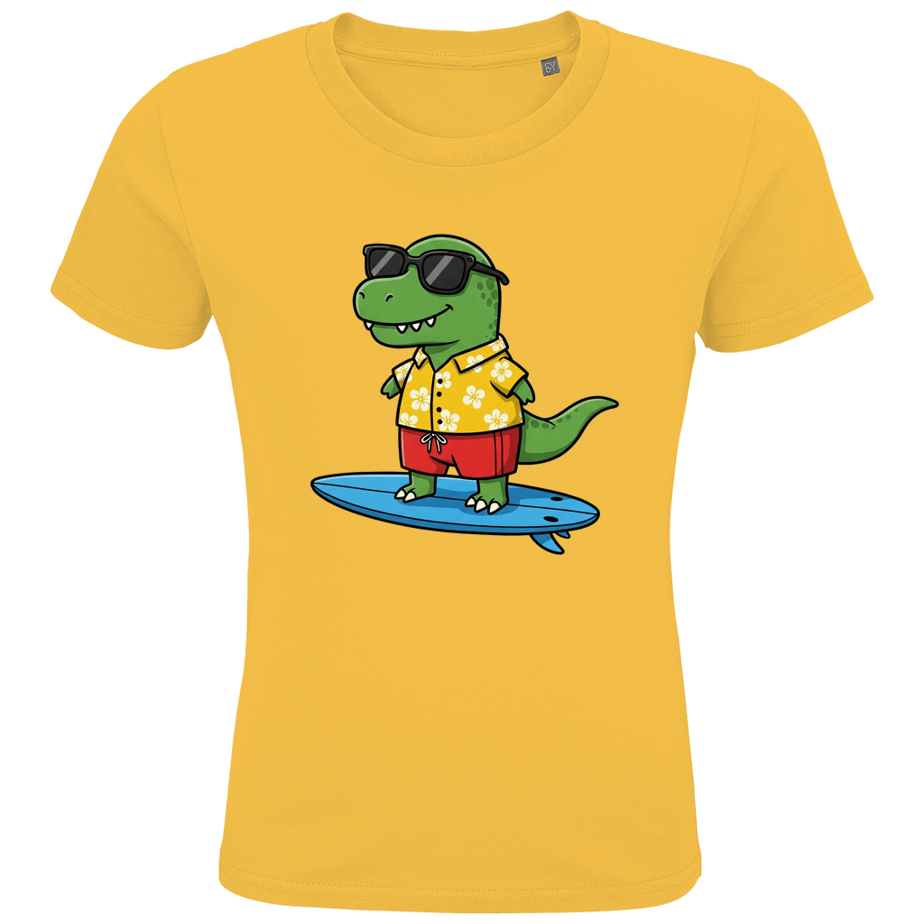 Kinder T-Shirt, Dino Surfbrett - KinderMode Shop super angenehm Online Kaufen Bestellen Deutschland