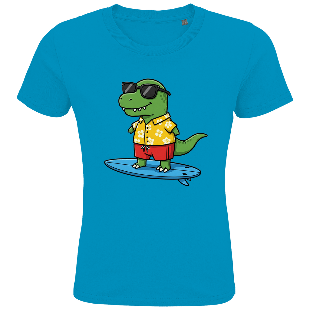 Kinder T-Shirt, Dino Surfbrett - KinderMode Shop super angenehm Online Kaufen Bestellen Deutschland