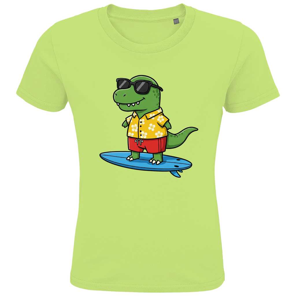 Kinder T-Shirt, Dino Surfbrett - KinderMode Shop super angenehm Online Kaufen Bestellen Deutschland