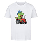 Traktor Dino Motiv Bauernhof - Premium Kinder T-Shirt Bio-Baumwolle
weiß