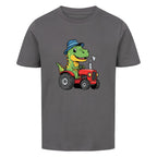 Traktor Dino Motiv Bauernhof - Premium Kinder T-Shirt Bio-Baumwolle
grau