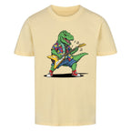 Dino T-Rex spielt E-Gitarre - Bio Kinder T-Shirt Rockstar Motiv
beige