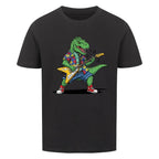 Dino T-Rex spielt E-Gitarre - Bio Kinder T-Shirt Rockstar Motiv
schwarz