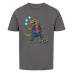 D-REX Dino T-Rex mit Energiekugeln - Bio Baumwolle Kinder T-Shirt Power Motiv grau