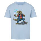 D-REX Dino T-Rex mit Energiekugeln - Bio Baumwolle Kinder T-Shirt Power Motiv hell blau
