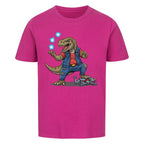 D-REX Dino T-Rex mit Energiekugeln - Bio Baumwolle Kinder T-Shirt Power Motiv lila pink