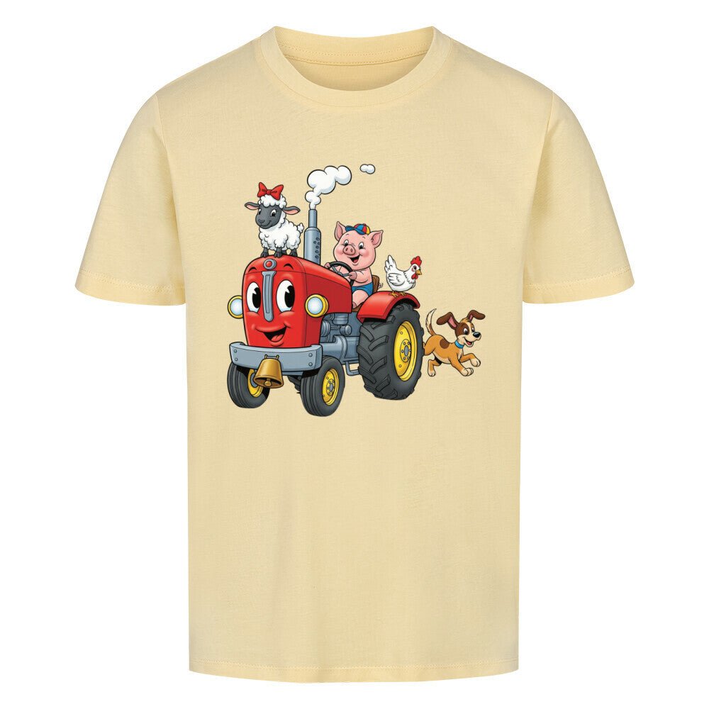 Kinder T-Shirt mit Traktor und fröhlichen Bauernhoftieren Motiv online bestellen kaufen