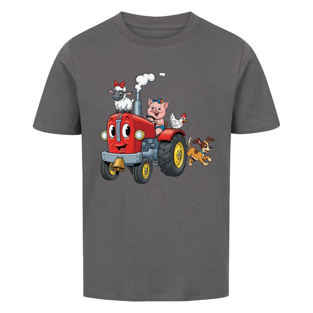 Kinder T-Shirt mit Traktor und fröhlichen Bauernhoftieren Motiv online bestellen kaufen