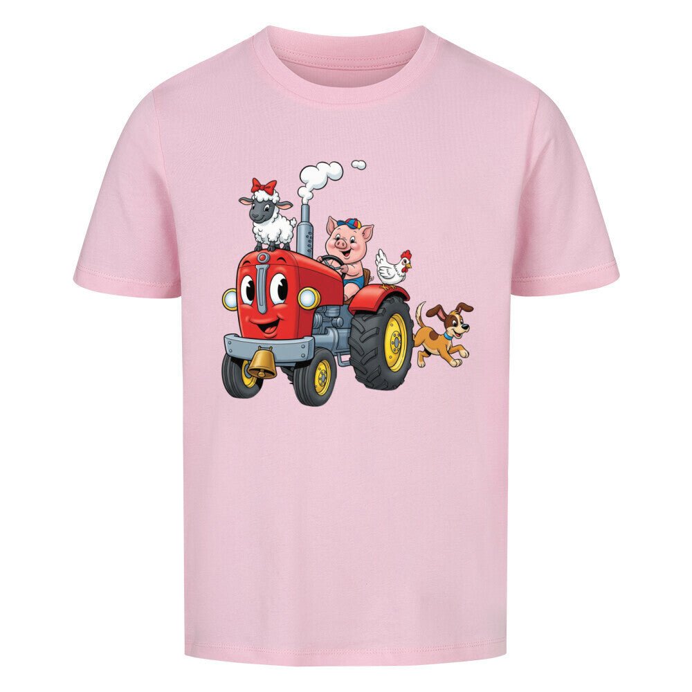 Kinder T-Shirt mit Traktor und fröhlichen Bauernhoftieren Motiv online bestellen kaufen