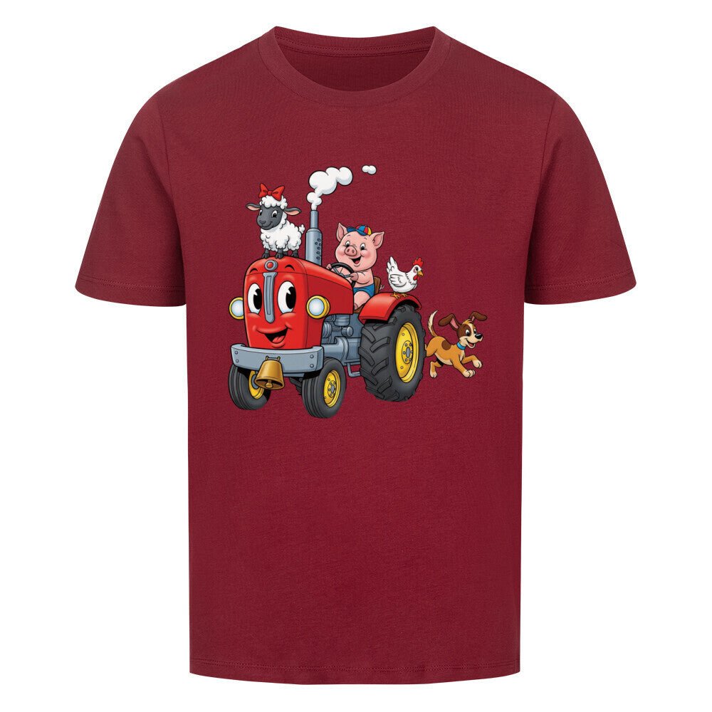 Kinder T-Shirt mit Traktor und fröhlichen Bauernhoftieren Motiv online bestellen kaufen