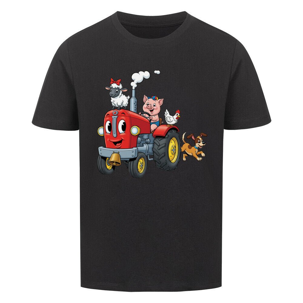 Kinder T-Shirt mit Traktor und fröhlichen Bauernhoftieren Motiv online bestellen kaufen