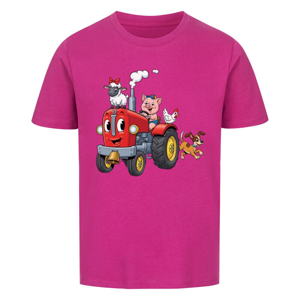 Kinder T-Shirt mit Traktor und fröhlichen Bauernhoftieren Motiv online bestellen kaufen