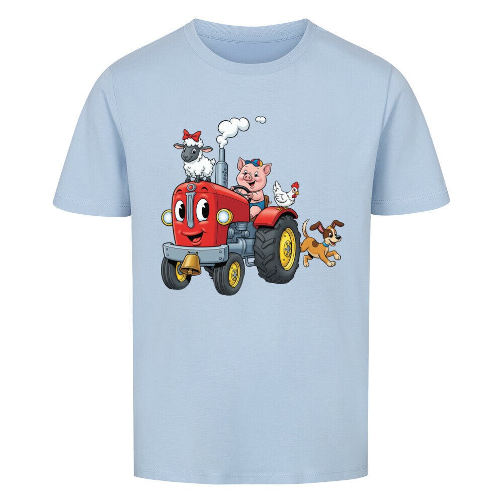 Kinder T-Shirt mit Traktor und fröhlichen Bauernhoftieren Motiv online bestellen kaufen