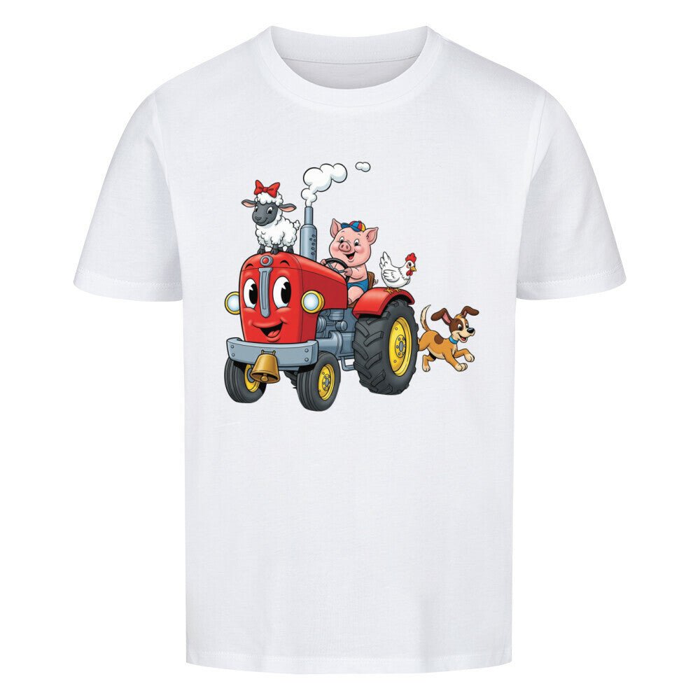 Kinder T-Shirt mit Traktor und fröhlichen Bauernhoftieren Motiv online bestellen kaufen