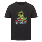 Kinder T-Shirt Premium Bio Baumwolle - Dino auf Motorrad online bestellen kaufen