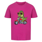 Kinder T-Shirt Premium Bio Baumwolle - Dino auf Motorrad online bestellen kaufen
