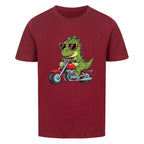 Kinder T-Shirt Premium Bio Baumwolle - Dino auf Motorrad online bestellen kaufen