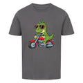 Kinder T-Shirt Premium Bio Baumwolle - Dino auf Motorrad online bestellen kaufen