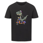 Dino T-Rex fährt Roller - Bio Kinder T-Shirt mit Scooter Motiv
schwarz