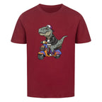 Dino T-Rex fährt Roller - Bio Kinder T-Shirt mit Scooter Motiv
dunkel rot