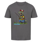 Dino T-Rex beim Angeln - Bio Kinder T-Shirt mit Angel Motiv
grau