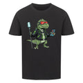 Futuristischer Dino T-Rex mit Neon-Lichtern - Bio Kinder T-Shirt Cyber Motiv
schwarz