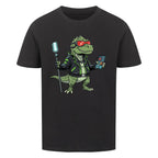 Futuristischer Dino T-Rex mit Neon-Lichtern - Bio Kinder T-Shirt Cyber Motiv
schwarz