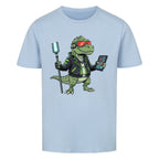 Futuristischer Dino T-Rex mit Neon-Lichtern - Bio Kinder T-Shirt Cyber Motiv
hell blau