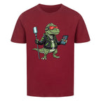 Futuristischer Dino T-Rex mit Neon-Lichtern - Bio Kinder T-Shirt Cyber Motiv
dunkel rot