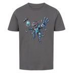 Futuristischer D-REX Dinosaurier Roboter Motiv - Premium Bio Baumwolle Kinder T-Shirt grau
