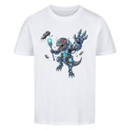 Futuristischer D-REX Dinosaurier Roboter Motiv - Premium Bio Baumwolle Kinder T-Shirt weiß