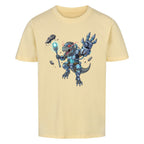 Futuristischer D-REX Dinosaurier Roboter Motiv - Premium Bio Baumwolle Kinder T-Shirt beige