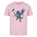 Futuristischer D-REX Dinosaurier Roboter Motiv - Premium Bio Baumwolle Kinder T-Shirt pink rosa